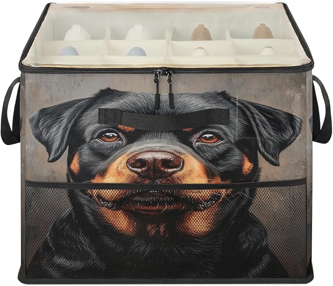 TropicalLife Bernese Dog Shoe Organizer for Closet | Funny Pets Foldable Shoe Storage Organizer Box Bin with Adjustable Dividers and Clear Cover, Fits up to 16-32 Pairs