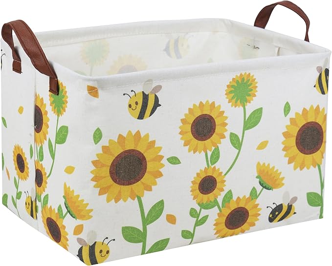 Rectangular Sunflower Baskets Gift Basket Empty Storage Bin Organizer Box Room Decor for Home(Sunflower)