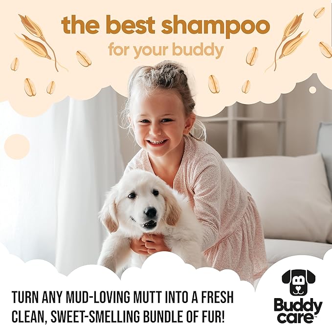 Oatmeal Dog Shampoo by Buddycare | Shampoo for Dogs with Irritated Skin | Relieving and Rehydrating | with Aloe Vera and Pro Vitamin B5 (50.72oz)