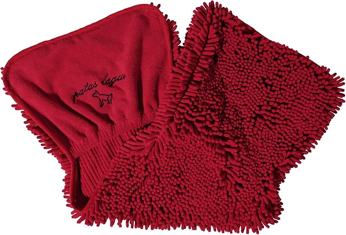 Patas Lague Absorbent Dog Towel for Drying Dogs Large, 35''x15'' Extra Large Microfiber Quick Drying Pet Bath Towel with Hand Pockets, Machine Washable Pet Shammy Wine Red