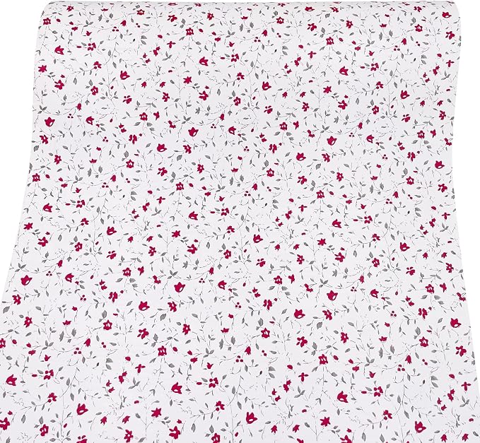 Yifely Red Rural Floral Shelf Liner Locker Decor Sticker Self-Adhesive Furniture Paper 17.7 Inch by 9.8 Feet
