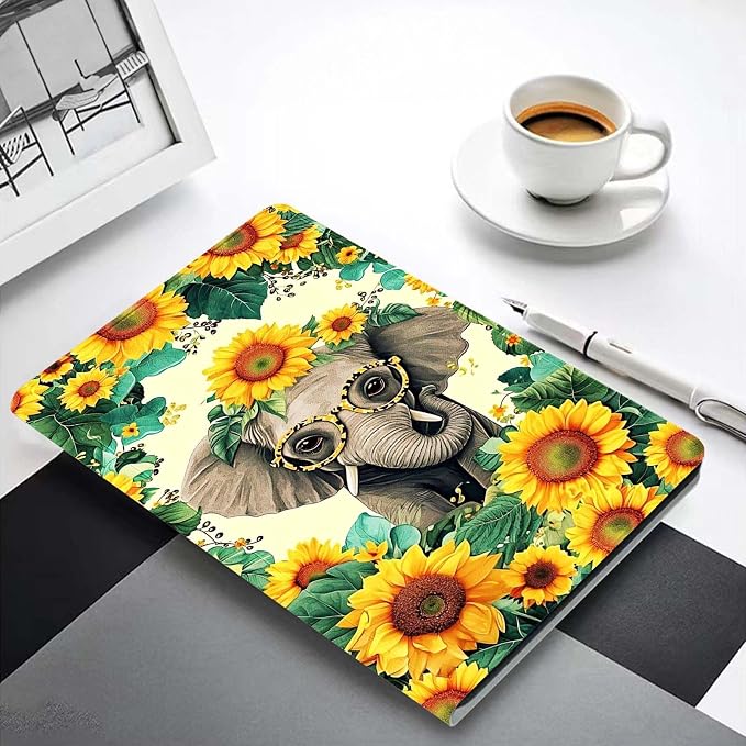 for Samsung Galaxy Tab S9 Plus/S9 FE Plus 5G 12.4 Inch 2023 Tablet Case,Premium Leather Folio Stand Auto Wake/Sleep,Multiple Viewing Stand,Cute Elephant Sunflowers