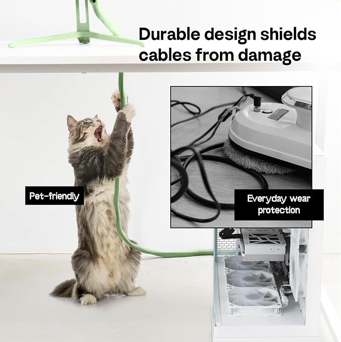Pixio 10FT Tubing Cable Sleeve – Mint Green 1/2 inch Flexible Cable Management Sleeve for PC, Gaming, TV & Office, Wire Organizer for Desk Cable Cleanup