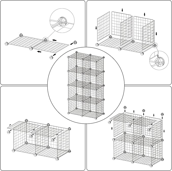 C&AHOME Wire Cube Storage, 8 - Cube Organizer Metal C Grids Units, Pink | Modular Shelves Units, Closet Organizer, Storage Bins Shelving, Ideal for Home, Office, Living Room