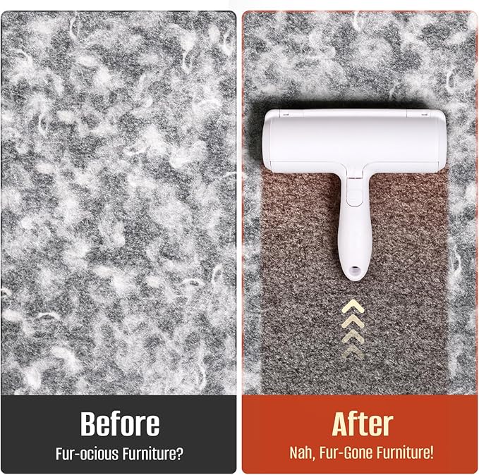 Pet Hair Removal Roller - Reusable Cat and Dog Fur Remover Lint Roller for Carpet, Couch, Furniture, Car Seat, Bedding and Clothing - Portable and Multi-Surface Pet Hair Removal Tool