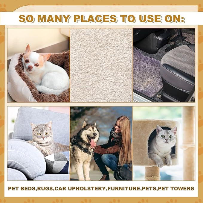 Pet Hair Remover Sponge Cat and Dog Hair Sponge Rubber Pet Fur Lifter Removal Tool, Remove from Furniture, Carpet, Bedding, Clothing, 6.26 x 3.28 x 1.89 Inch (Khaki,3 Pack)