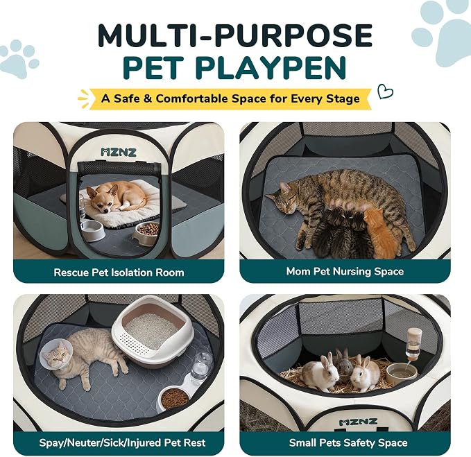 Dog Cat Small Animal Puppy Playpen Crate with Pee Pad, Small | Portable Pop Up Pet Cage Enclosure Tent Kennel Indoor Outdoor with Carrying Case, No Assembly, Camping Use