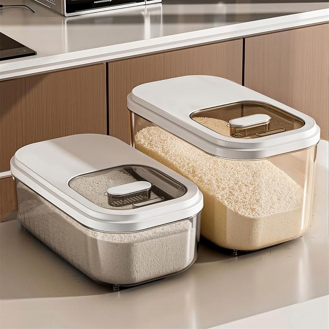 Kitchen Organiser with Sliding Cover Large Capacity Easy Designs Bin for Cereals and Pet Food Storage Slide Lid Rice Bucket