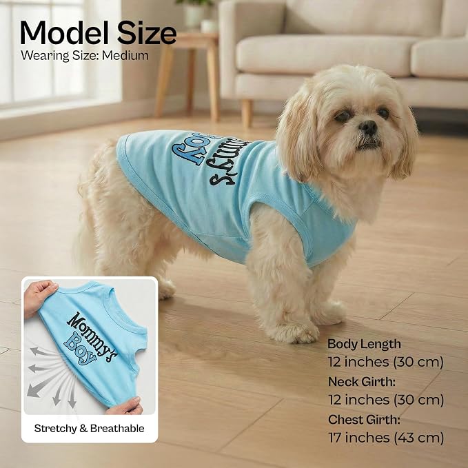 Parisian Pet 2 Pack Dog Shirts – 100% Cotton Shirts for Medium Dogs Boys – Sleeveless Mommy’s Love Dog Clothes – Breathable and Lightweight Pet Apparel - Stretchy Summer T Shirts for Dogs