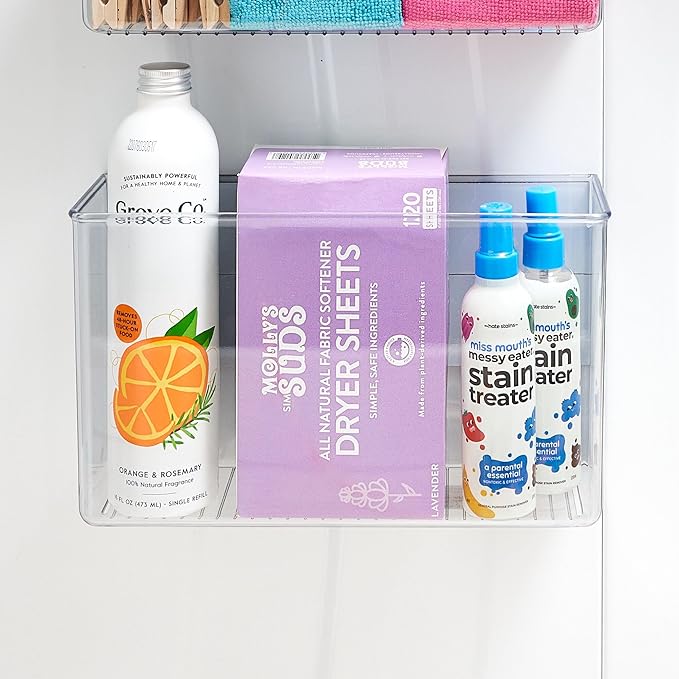 iDesign Magnetic Large Clear Plastic Organizer Bins | Laundry Room Storage