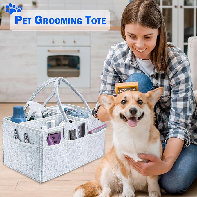 Klawdsky Pet Grooming Tote Bag, Dog Storage Organizer for Grooming Supplies Multiple Pockets, Lightweight and Durable Design (Bag Only)