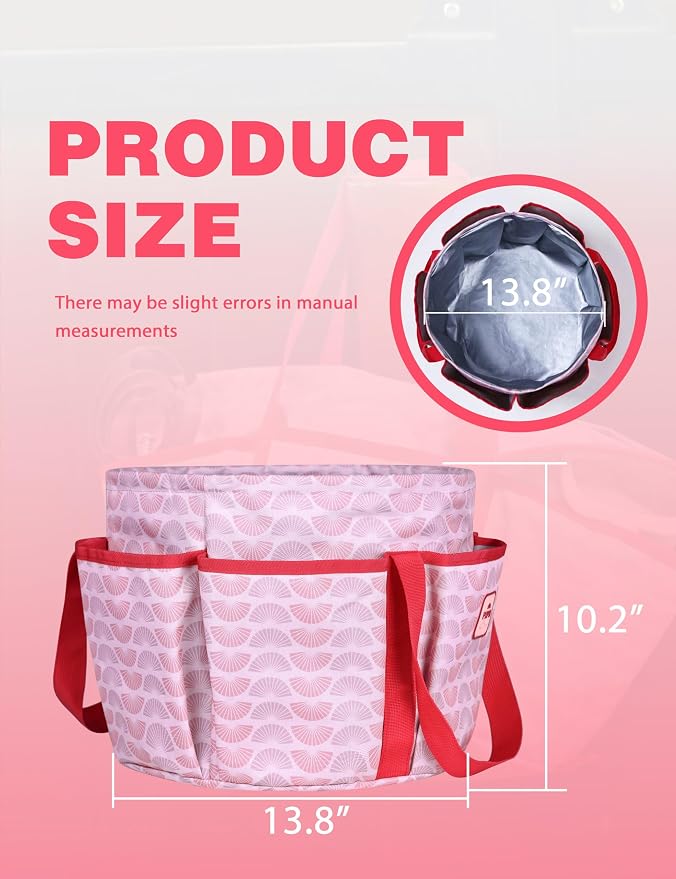 Horse Grooming Tote Bag, Waterproof Grooming Organizer with Multiple Pockets for Brushes & Tools, Stable & Show Use Pink