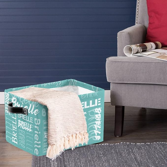 Personalized Storage Bins with Name Custom Kids Storage Basket Cubes Organizer with Handles for Organizing Boys and Girls Toys Shelf Closet Nursery Baskets Boxes, 1 Pack