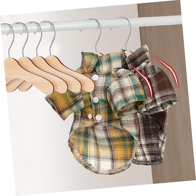 Abaodam 10Pcs Wooden Pet Clothes Hangers Dog Apparel Rack for Organizing Pet Clothing for Cats Dogs for Pet Owners Portable Design for Easy Storage