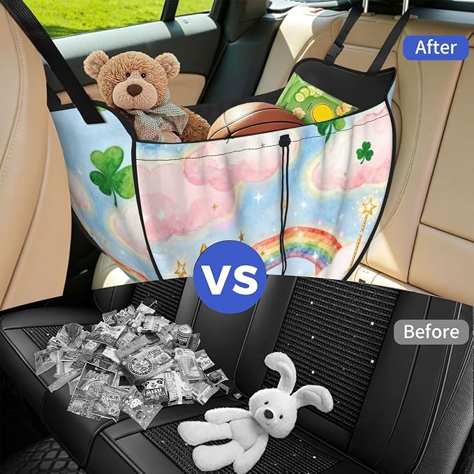 Dreamy Colors Car Seat Organizer-Backseat Storage Bag for Travel | Waterproof Durable. Holds Snacks Gear Essentials. Fits Most Cars.