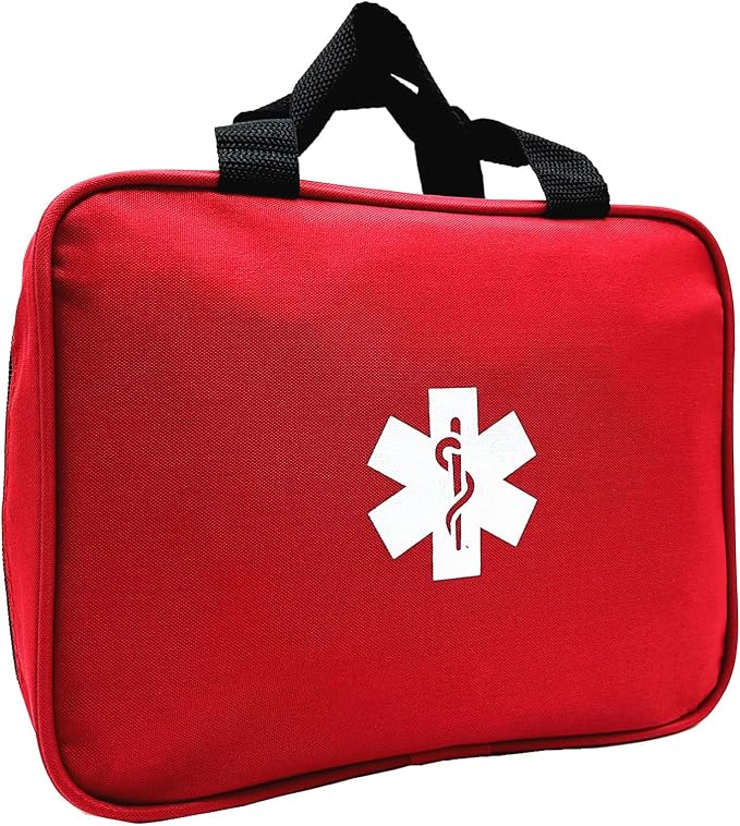 Red First Aid Bag Empty Travel Rescue Pouch First Responder Storage Medicine Emergency Bag for Car Home Office Kitchen Sports Outdoors (Red QZB)
