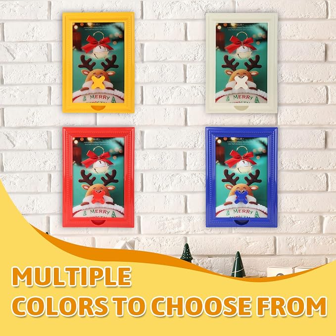 Candy Dispenser Picture Frame, Wall-Mount & Tabletop Gumball Machine with Multiple Designs for Candy, Nuts, Treats, Interactive Home and Office Decor (Deer & Bell, Blue)