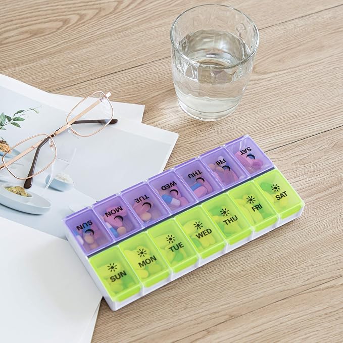 DANYING Large Pill Organizer 2 Times a Day, Weekly Pill Box 2 Per Day, AM PM Pill Case, Pill Container 7 Day, Vitamin Case Twice a Day