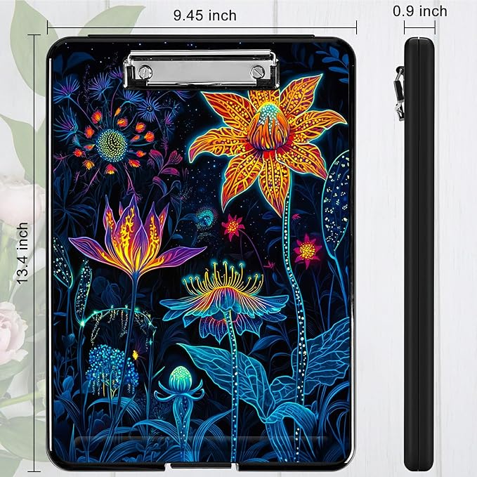 Artistic Orange Blossom A4 Clipboard with Storage Pen Holder, Clipboards Organizer Nursing Clipboard Foldable File Folder Plastic Clipboard Folio Clip Board for Office Students Classroom