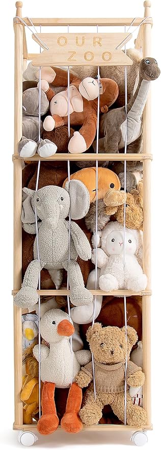 Mloong Stuffed Animal Storage,54in Wood Zoo Cage, Large Plush Toy Organizer | Space Save Toy Organizer, Extra Large Capacity Plush Toy Cage,Stuffed Animal Holder,Gift for Nursery Playroom Kidroom Bedroom
