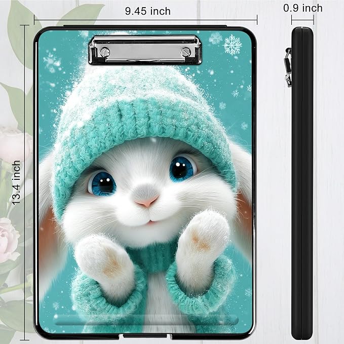 Heavy Duty Storage Clipboard, Slim Nursing Clipboard with Internal Pen Case, Portable File Organizer Case for A4 Letter Size Paper Office Medical Professionals, Green Clothes Rabbit