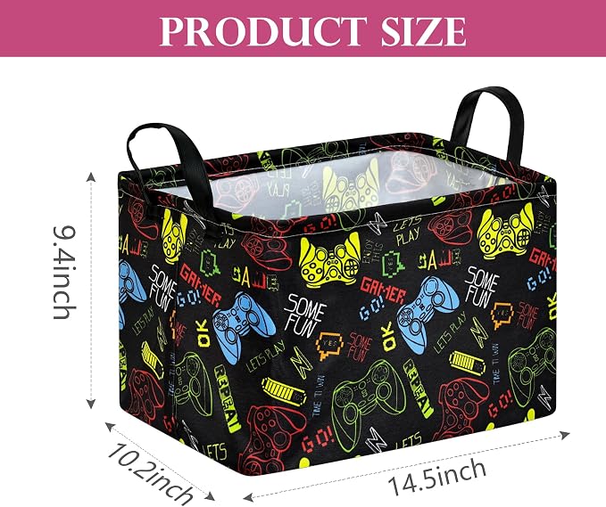Baby Storage Basket Nursery Box Laundry Hamper Organization Bins for Toys and Clothes with Handles (Handle Game)