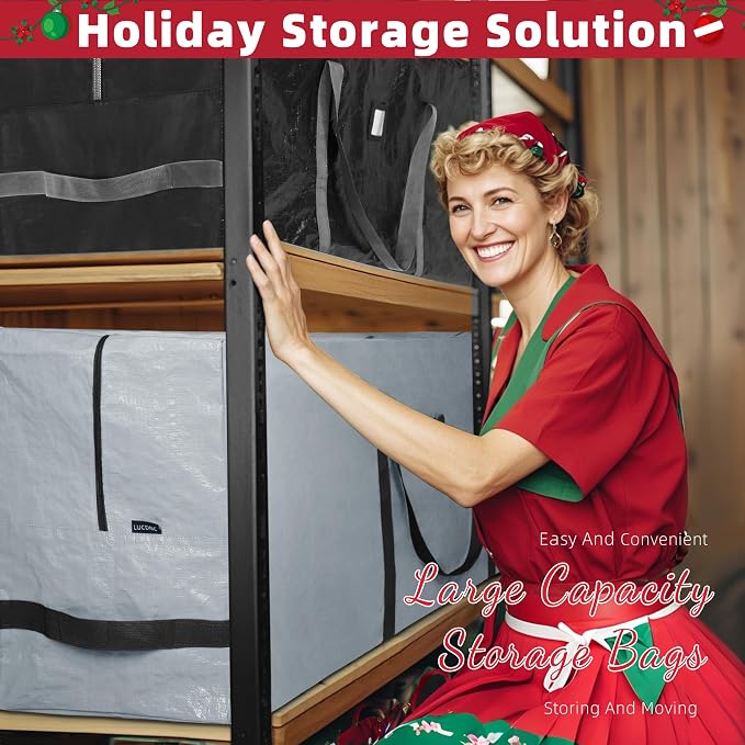 Large Christmas Tree Storage Bag Heavy Duty 9 Ft (Black) | Protects From Moisture & Dust, Holiday Storage, Alternative To Tree Storage Box