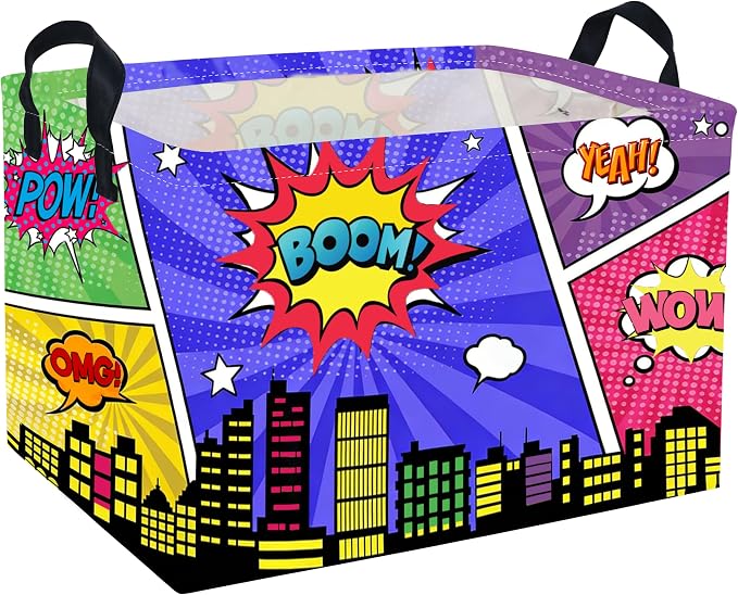 Rectangle Kids Baskets Spider Basket Cute Storage Bin Fish Box for Room Decor Gift Basket(City)