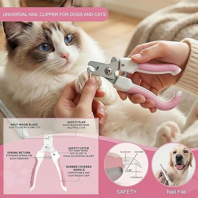 12PCS Dog Bath Kit & Dog Brush Kit - Professional Pet Grooming Tools Set for Dogs & Cats, Includes Shedding Brush, Bath Scrubber & Dematting Combs - Complete Dog Washing Essentials Pink