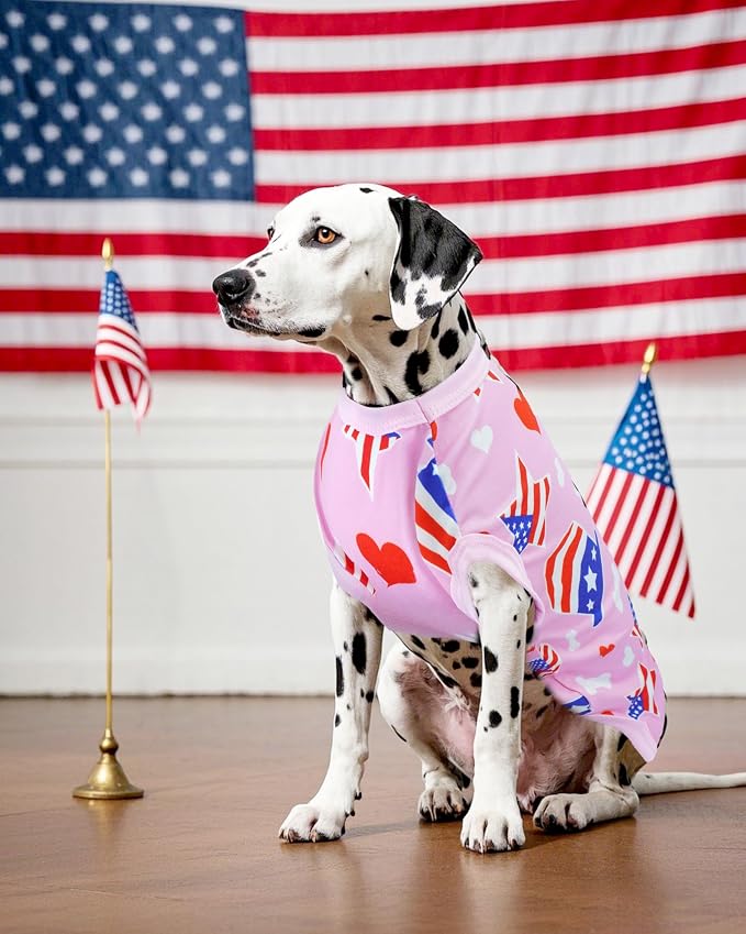 PET SHOW 4 Pack 4th of July Dog Shirts for Large Dogs Girl Boy | Patriotic t-shirts for dogs,polyester,US flag sleeveless vest, independence day holiday clothes tank top,XXL