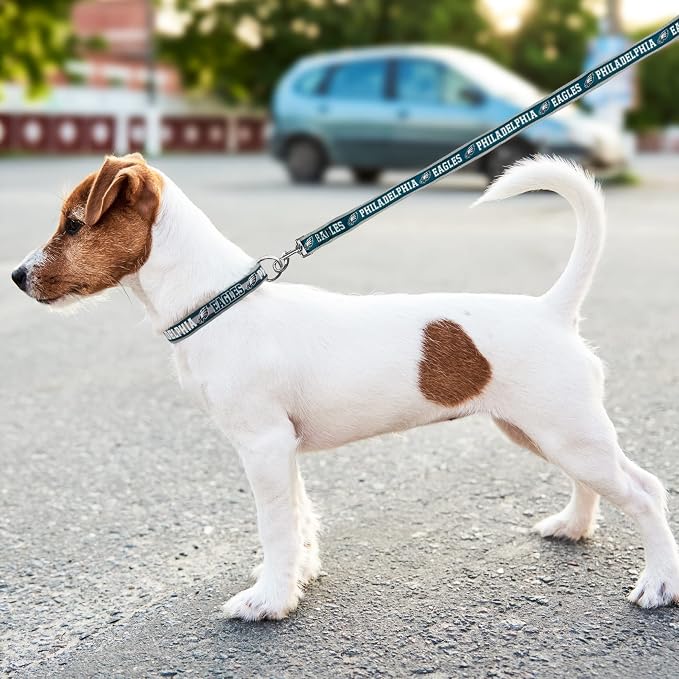 Pets First NFL Licensed Philadelphia Eagles Pet Leash, Size Large – Durable Satin Dog & Cat Walking Strap and Pet Tether with Embroidered Team Name & Logo