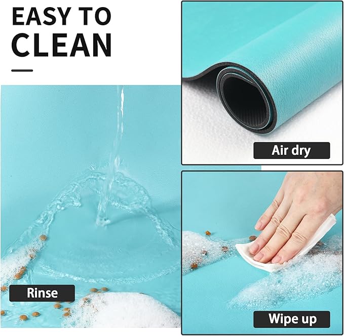 HotLive Dog Food Mat - Absorbent Cat Mat for Food and Water, No Stains Pet Feeding Bowl Mat, Easy to Clean Pet Placemats, Quick Dry Dog Water Dispenser Mat for Messy Drinkers | Paw Teal 12"x 19"