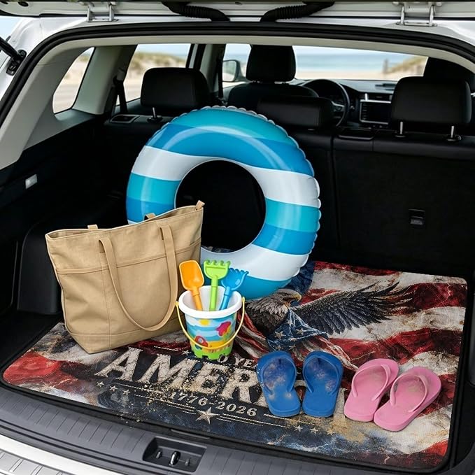 America Eagle Cargo Liners for Cars USA Patriotic Trunk Mats Dustproof Rear Cargo Mat Protector Trunk Liner Pads USA 250 Years Anniversary Car Accessories, 4th of July