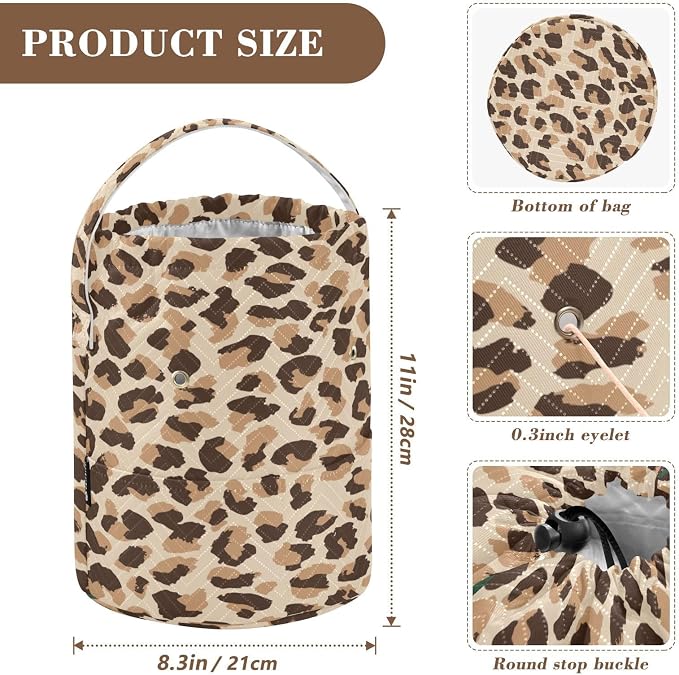 Tatenale Crochet Bag Yarn Bag Knitting Project Bag with Pockets and Handle Portable Yarn Storage Organizer Tangle Free 8.3x11 InchLeopard Skin Print18