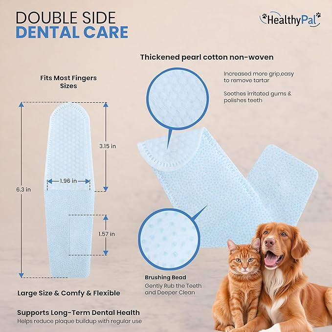 Pet Dental Finger Wipes for Dogs & Cats – 50 Mint Flavor Dog Dental Wipes + Mint Fresh Breath Spray, Dog Tooth Brushing Kit, Helps Remove Bad Breath & Plaque & Tartar Buildup