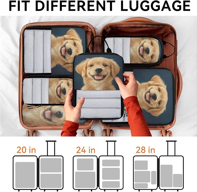 Labrador Dog 6 Set Compression Packing Cubes Dogs Pet Expandable Packing Organizer for Travel Accessories Luggage Suitcase Bag