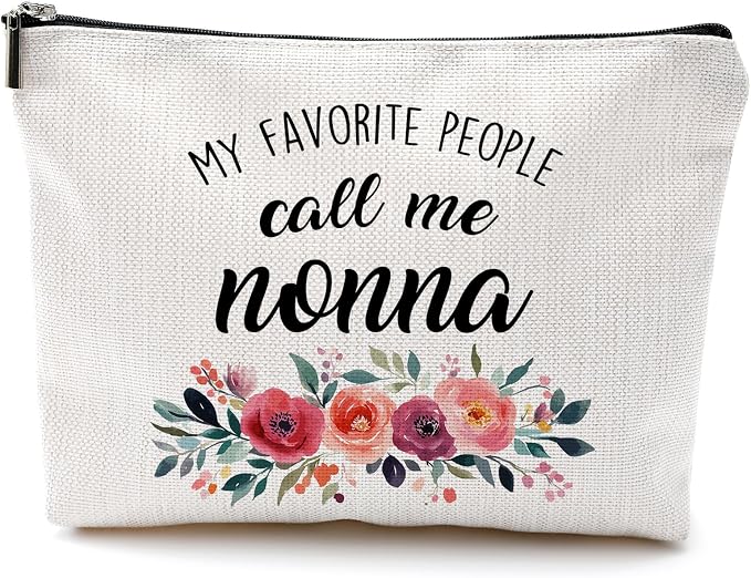 DILSJ Nonna Gifts Makeup Bag, Grandma Gifts For Christmas From Grandkids Grandson Bags For Women, My Favorite People Call Me Nonna Zipper Makeup Pouch Travel Organizer Toiletry Bags & Cases