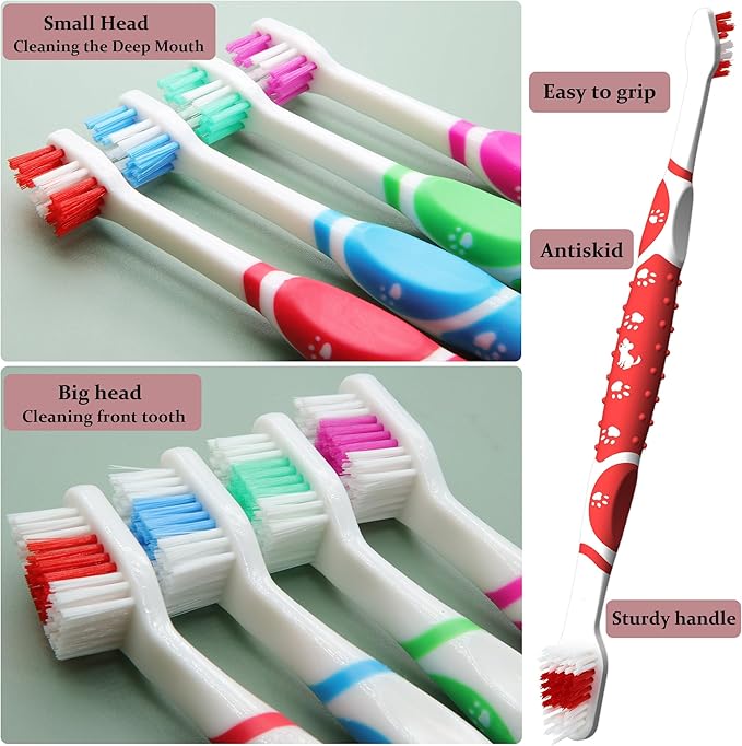 Dog Toothbrush pet Toothbrush Finger Toothbrush Small to Large Dogs,Cats with Soft Bristles Non Slip Dual Head Dog Toothbrush