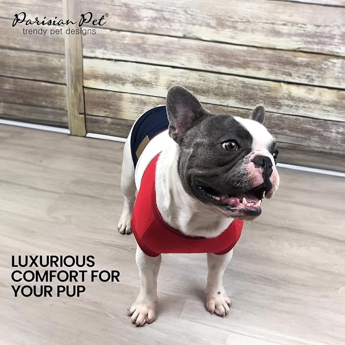 Parisian Pet World Champion Dog Tank Top - Breathable Cotton Pet Apparel - Red Puppy Clothes - Lightweight Doggie T Shirts for Dogs - Comfortable Sporty Dog Clothes - Summer Shirts for Small Dogs