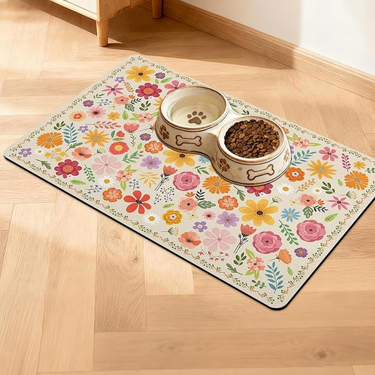 Pet Feeding Mat for Floors Waterproof Dog Mat for Food and Water Absorbent Quick Dry Non Slip mat for Cat Bowls