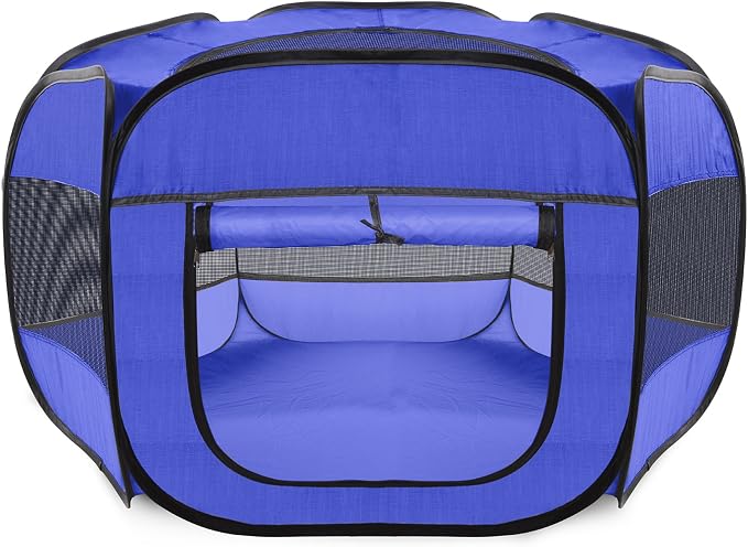 Paws & Pals Dog Playpen, Lightweight Portable Play Tent House for Indoor Outdoor Pet Exercise, Collapsible Pop Up Pen Fence with Removable Top & Travel Bag, Small-Med Dogs Cat Rabbit or Puppy