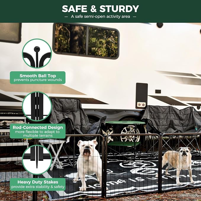 FXW Rollick Dog Playpen, Indoor, Yard & RV Camping, 24" H, 24 Panels | Easy setup, Heavy-duty, DIY layouts, Walk-through gate, for Puppies & Small Dogs, Patented