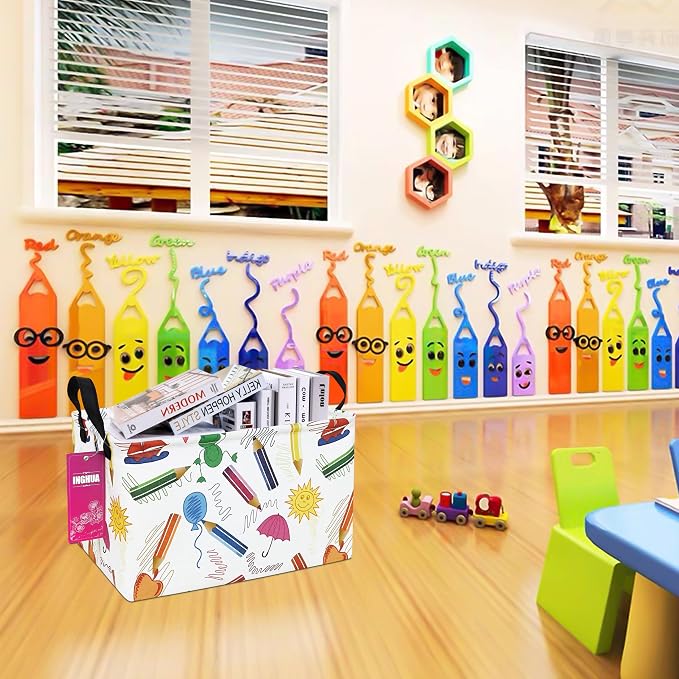 Rectangular Colored Pencil Storage Basket | Gifts Bag for Toys,Books,Clothes,Gifts,Pets-Perfect for Home,Office,Nursery,Dorm,Shelf