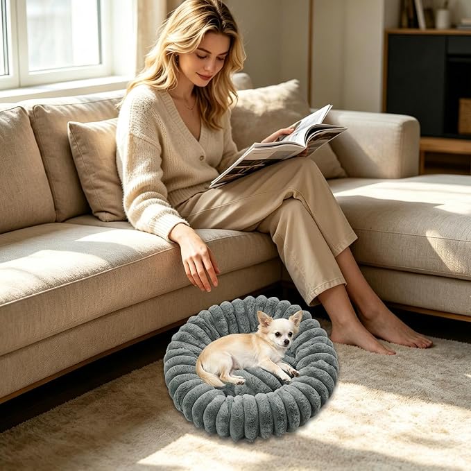 Cat and Dog Sleeping Mat, Round Pet Relaxation Bed | Washable Puppy Kitten Donut Bed | Non-Slip Round Comfortable Thick Dog Bed Cat Sofa For Small Dogs, Cat