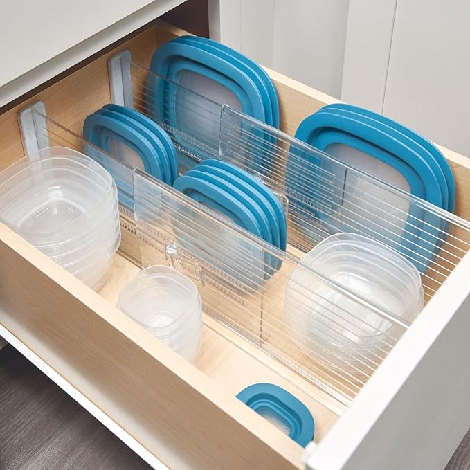 iDesign Expandable Deep Drawer Dividers, Set of 8, Clear | Kitchen, Dresser, Desk Drawers