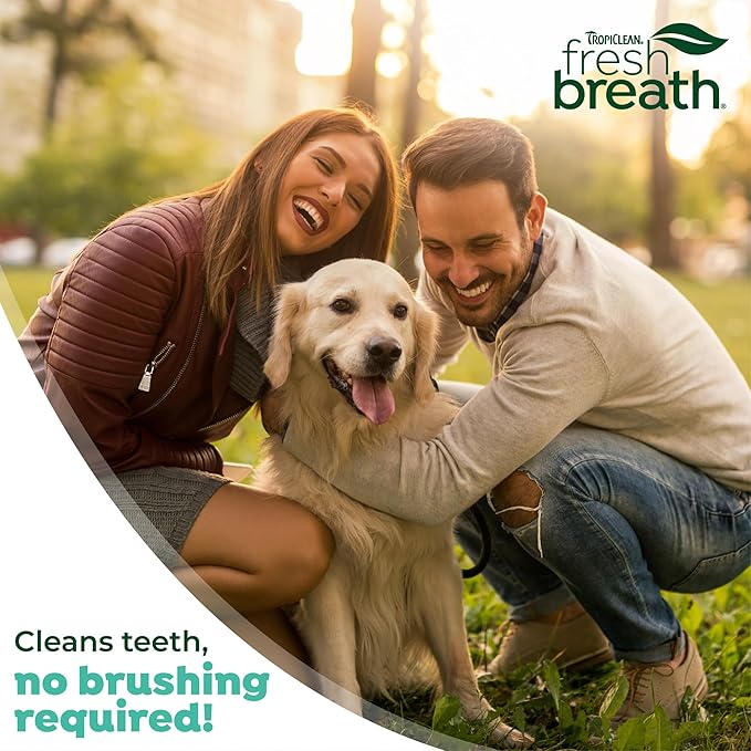TropiClean Fresh Breath Dog Toothpaste for Teeth Cleaning, Breath Freshener, Easy Plaque & Tartar Remover Gel, No Toothbrush Needed, Peanut Butter, 2oz.