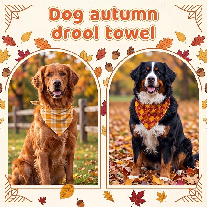 50 Pcs Fall Plaid Dog Bandanas Bulk Autumn Gingham Check Pattern | Triangle Kerchief Bibs Scarf Set for Pets Harvest Party Costume Photo Props Accessories, 25 Styles, 31.5 x 21.7 x 21.7 Inch