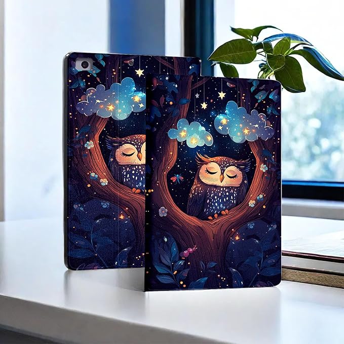 for Microsoft Surface Go 4/3/2/1-10.5" 2021 Tablet Case,Auto Wake/Sleep,Adjustable Stand Protective Cover - Cute Owl