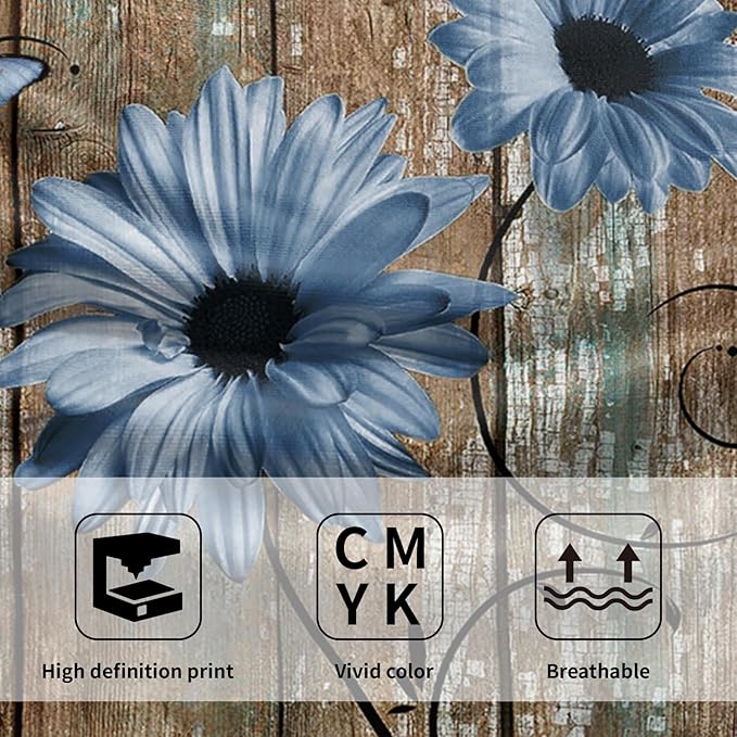 Giwawa Rustic Barn Sunflower Wooden Hand Towel 15x30 Set of 2, Fall Blue Daisy Flower Plank Fingertip Towel Retro Board Face Towel Country Barnwood Washcloth for Bathroom Farmhouse Log Cabin