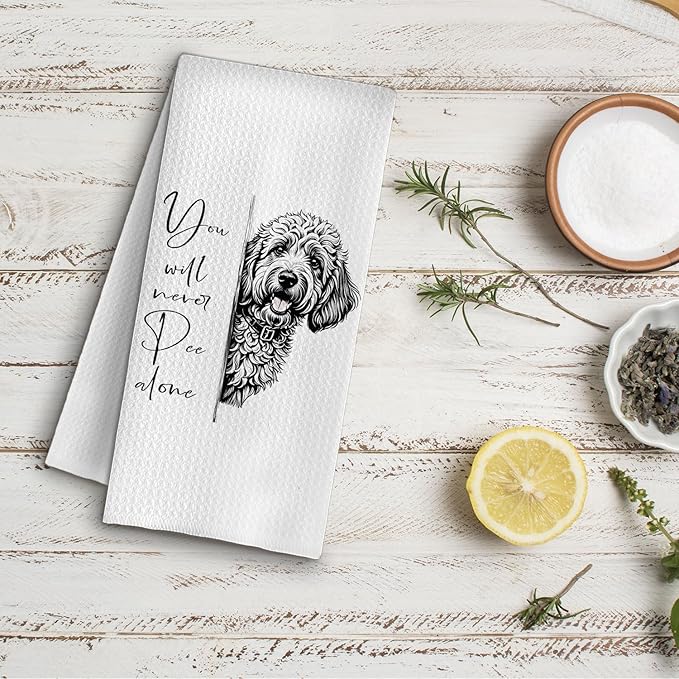 Funny Goldendoodle Dog Bathroom Hand Towels, Goldendoodle Gifts for Women Men, You Will Never Pee Alone Dog Decorative Hand Towels for Bathroom Washroom Restroom, 16x24 Inch